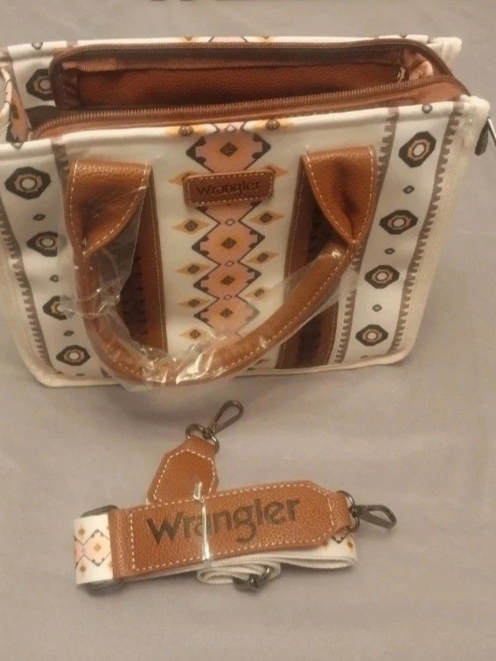 Wrangler Southwestern Aztec Mini Crossbody Canvas Tote